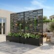 Wooakway 2-pc 6 ft. Hx 4 ft. W Raised Garden Bed Metal Planter Box with Trellis Wheels Privacy Screen Elevated Planter - Black