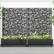 Wooakway 2-pc 6 ft. Hx 4 ft. W Raised Garden Bed Metal Planter Box with Trellis Wheels Privacy Screen Elevated Planter - Black