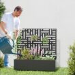 Wooakway 2-pc 4 ft. Hx 4 ft. W Raised Garden Bed Metal Planter Box with Trellis Wheels Privacy Screen Elevated Planter - Black