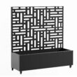 Wooakway 2-pc 4 ft. Hx 4 ft. W Raised Garden Bed Metal Planter Box with Trellis Wheels Privacy Screen Elevated Planter - Black