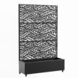 Wooakway 2-pc 6 ft. Hx 4 ft. W Raised Garden Bed Metal Planter Box with Trellis Wheels Privacy Screen Elevated Planter - Black