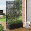 Wooakway 2-pc 6 ft. Hx 4 ft. W Raised Garden Bed Metal Planter Box with Trellis Wheels Privacy Screen Elevated Planter - Black