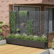 Wooakway 2-pc 6 ft. Hx 4 ft. W Raised Garden Bed Metal Planter Box with Trellis Wheels Privacy Screen Elevated Planter - Black