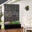 Wooakway 2-pc 6 ft. Hx 4 ft. W Raised Garden Bed Metal Planter Box with Trellis Wheels Privacy Screen Elevated Planter - Black