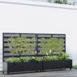 Wooakway 2-pc 4 ft. Hx 4 ft. W Raised Garden Bed Metal Planter Box with Trellis Wheels Privacy Screen Elevated Planter - Black