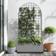 Wooakway 2-pc 6 ft. Hx 3 ft. W Raised Garden Bed Metal Planter Box with Trellis Wheels Privacy Screen Elevated Planter - Gray