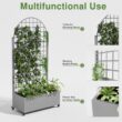 Wooakway 2-pc 6 ft. Hx 3 ft. W Raised Garden Bed Metal Planter Box with Trellis Wheels Privacy Screen Elevated Planter - Gray