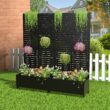 Wooakway 2-pc 6 ft. Hx 3 ft. W Raised Garden Bed Metal Planter Box with Trellis Wheels Privacy Screen Elevated Planter - Black