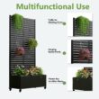 Wooakway 2-pc 6 ft. Hx 3 ft. W Raised Garden Bed Metal Planter Box with Trellis Wheels Privacy Screen Elevated Planter - Black