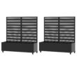 Wooakway 47 in.H x 47 in.W Black Metal Planter Box with Trellis and Wheels (Set of 2)