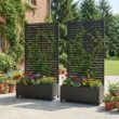 Wooakway 72-in H x 35-in Black Metal Planter Box with Trellis Garden Bed with Privacy Screen(Set of 2)