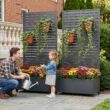 Wooakway 72-in H x 35-in Black Metal Planter Box with Trellis Garden Bed with Privacy Screen(Set of 2)