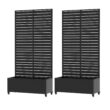Wooakway 72-in H x 35-in Black Metal Planter Box with Trellis Garden Bed with Privacy Screen(Set of 2)
