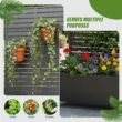 Wooakway 72-in H x 35-in Black Metal Planter Box with Trellis Garden Bed with Privacy Screen(Set of 2)