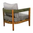 Homy Casa AWODC Garden Outdoor Club Chair Set of 1 Green Acacia Wood with Handwoven Rope and Ashen Grey Cushions