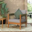 Homy Casa AWODC Garden Outdoor Club Chair Set of 1 Green Acacia Wood with Handwoven Rope and Ashen Grey Cushions