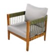 Homy Casa AWODC Garden Outdoor Club Chair Set of 1 Green Acacia Wood with Handwoven Rope and Ashen Grey Cushions
