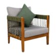 Homy Casa AWODC Garden Outdoor Club Chair Set of 1 Green Acacia Wood with Handwoven Rope and Ashen Grey Cushions