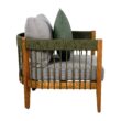 Homy Casa AWODC Garden Outdoor Club Chair Set of 1 Green Acacia Wood with Handwoven Rope and Ashen Grey Cushions