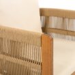 Homy Casa AWODC Garden Outdoor 2-Piece Dining Chair Set Set of 2 Teak Acacia Wood Frame with Ivory Cream Cushions and Brown Rope Handles