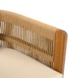 Homy Casa AWODC Garden Outdoor 2-Piece Dining Chair Set Set of 2 Teak Acacia Wood Frame with Ivory Cream Cushions and Brown Rope Handles