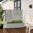 Wooakway 4-pc 4 ft. Hx 4 ft. W Raised Garden Bed Metal Planter Box with Trellis Wheels Privacy Screen Elevated Planter - Gray