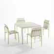 Homy Casa PMSCBC Garden Outdoor 4-Piece Striped Chair Set Set of 4 White Yellow Dining Chairs with Sturdy Metal Legs and Waterproof Seats
