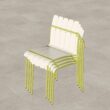 Homy Casa PMSCBC Garden Outdoor 4-Piece Striped Chair Set Set of 4 White Yellow Dining Chairs with Sturdy Metal Legs and Waterproof Seats