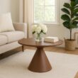 Benzara Round 23.75-in W x 23.75-in L x 16.25-in H Brown Metal Indoor/Outdoor Planter