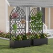 Wooakway 2-pc 6 ft. Hx 3 ft. W Raised Garden Bed Metal Planter Box with Trellis Wheels Privacy Screen Elevated Planter - Black