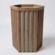 Vynxaria Chestnut Wood Tone Aluminum Hexagon Column Planter with Drainage Adjustable Depth 1 Pack (13 in L x 11 in W x 22 in H)