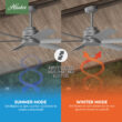 Hunter Kennicott 52-in Matte Silver with Matte Silver Blades Covered Outdoor Ceiling Fan Without Light and Wall Control Included 6 -Blade