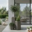 Vynxaria Gray Brown Aluminum Hexagon Column Planter with Drainage Adjustable Depth 1 Pack (13 in L x 11 in W x 22 in H)