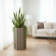 Vynxaria Gray Brown Aluminum Hexagon Column Planter with Drainage Adjustable Depth 1 Pack (13 in L x 11 in W x 22 in H)