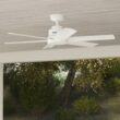 Hunter Kennicott SureSpeed 52-in Fresh White with Fresh White Blades Covered Outdoor Ceiling Fan Without Light and Wall Control Included 6 -Blade
