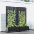 Wooakway 2-pc 6 ft. Hx 3 ft. W Raised Garden Bed Metal Planter Box with Trellis Wheels Privacy Screen Elevated Planter - Black