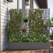 Wooakway 2-pc 6 ft. Hx 3 ft. W Raised Garden Bed Metal Planter Box with Trellis Wheels Privacy Screen Elevated Planter - Gray