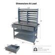 Blisstyle 64.9 Inchh Outdoor Potting Bench Table with Lockable Wheels Solid Wood Outdoor Kitchen Island with Upper Hutch Stainless Steel Top Towel Rack Outdoor Storage for Grilling Lawn Garden Grey Blue Flower Plant Pots for Plants Indoor Outdoor Planter