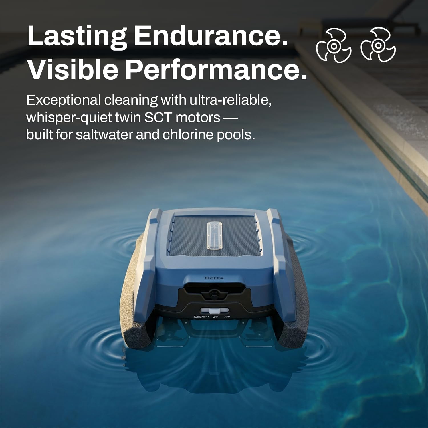 Betta Neo Solar-Powered Robotic Pool Skimmer with App Control & Ultra Long-Range Gateway System (Blue) Betta Neo Solar-Powered Robotic Pool Skimmer with App Control & Ultra Long-Range Gateway System, Weather-Adaptive & Scheduled Cleaning, Dual Charging Options, for In-Ground & Above-Ground Pools (Blue)