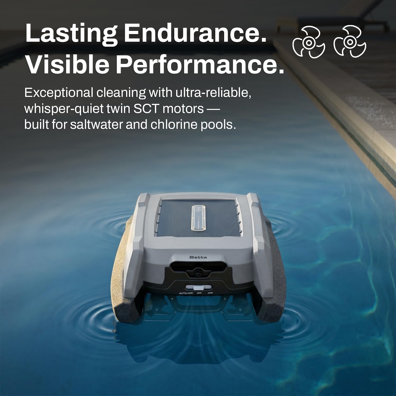 Betta Neo Solar-Powered Robotic Pool Skimmer with App Control & Ultra Long-Range Gateway System (Grey) Betta Neo Solar-Powered Robotic Pool Skimmer with App Control & Ultra Long-Range Gateway System, Weather-Adaptive & Scheduled Cleaning, Dual Charging Options, for In-Ground & Above-Ground Pools (Grey)