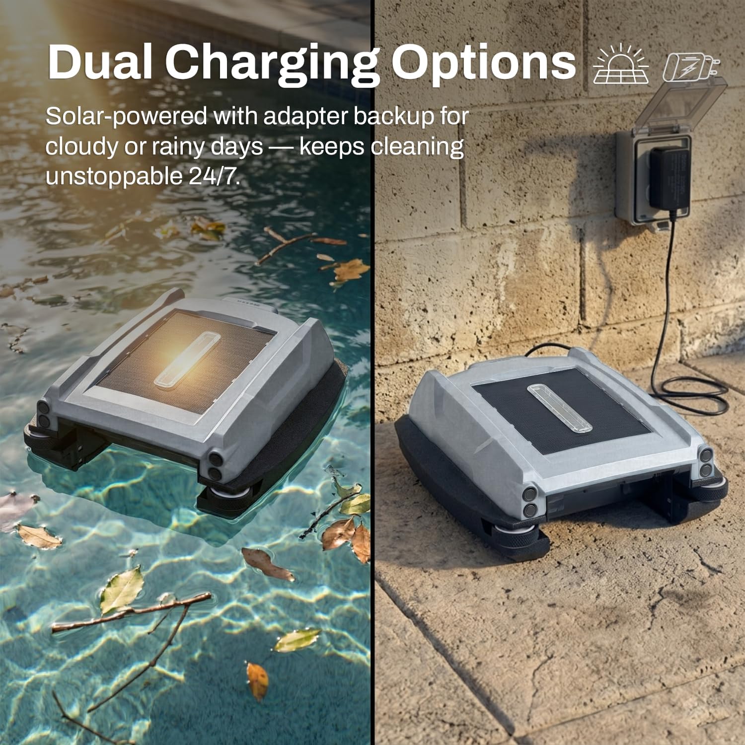 Betta Neo Solar-Powered Robotic Pool Skimmer with App Control & Ultra Long-Range Gateway System (Grey) Betta Neo Solar-Powered Robotic Pool Skimmer with App Control & Ultra Long-Range Gateway System, Weather-Adaptive & Scheduled Cleaning, Dual Charging Options, for In-Ground & Above-Ground Pools (Grey)