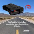 Uniden R7 Extreme Long-Range Laser-Radar Detector, Built-in GPS w/ Real-Time Alerts, Dual-Antennas Front & Rear w/Directional Arrows, Voice Alerts, Red Light Camera and Speed Camera Alerts