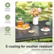 Sunshine Valley Outdoor Table and Chairs 7 -Piece Black Patio Dining Set Steel Rectangle Table with 6 Gray Stationary Chairs