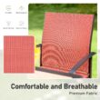 Sunshine Valley Outdoor Table and Chairs 7 -Piece Black Patio Dining Set Steel Rectangle Table with 6 Red Stationary Chairs