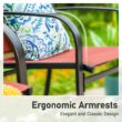 Sunshine Valley Outdoor Table and Chairs 7 -Piece Black Patio Dining Set Steel Rectangle Table with 6 Red Stationary Chairs