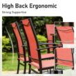 Sunshine Valley Outdoor Table and Chairs 7 -Piece Black Patio Dining Set Steel Rectangle Table with 6 Red Stationary Chairs