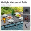 Sunshine Valley Outdoor Table and Chairs 7 -Piece Black Patio Dining Set Steel Rectangle Table with 6 Red Stationary Chairs