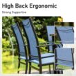 Sunshine Valley Outdoor Table and Chairs 7 -Piece Black Patio Dining Set Steel Rectangle Table with 6 Blue Stationary Chairs