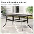 Sunshine Valley Outdoor Table and Chairs 7 -Piece Black Patio Dining Set Steel Rectangle Table with 6 Blue Stationary Chairs