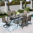 Sunshine Valley Outdoor Table and Chairs 7 -Piece Black Patio Dining Set Steel Rectangle Table with 6 Brown Stationary Chairs